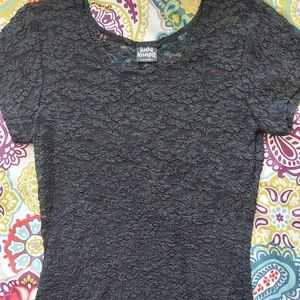 Black lace short-sleeved top